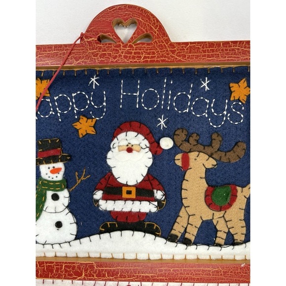 Rustic Wooden Advent Calendar 1-24 Felt Pockets Candy Cane Marker Handmade - Picture 4 of 9